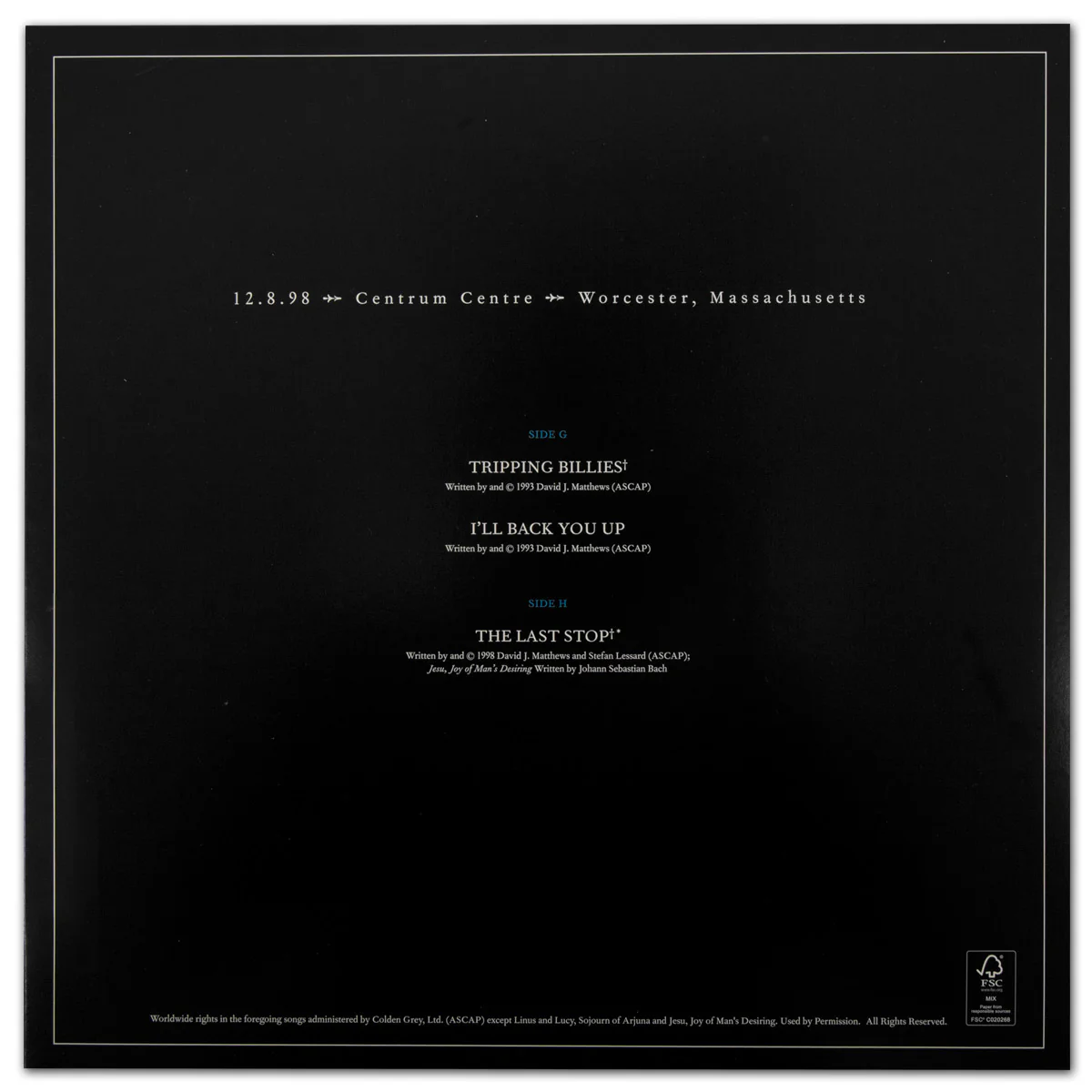 DMB Live Trax Vol. 01: 12/08/1998 - The Centrum - 4 LP Set - Image 10