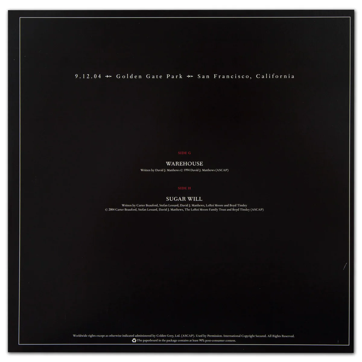 DMB Live Trax Vol. 02: 09/12/2004 - Golden Gate Park - 5 LP Set - Image 10