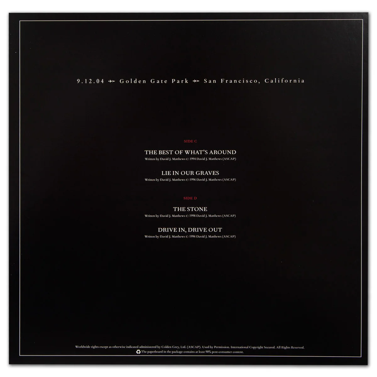 DMB Live Trax Vol. 02: 09/12/2004 - Golden Gate Park - 5 LP Set - Image 6