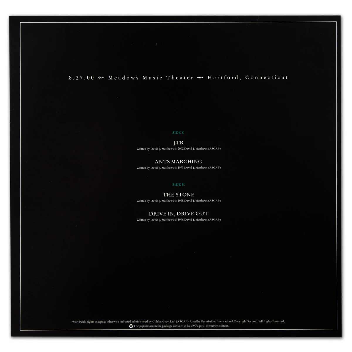 DMB Live Trax Vol. 03: 08/27/2000 - Meadows Music Theatre - 4 LP Set - Image 10