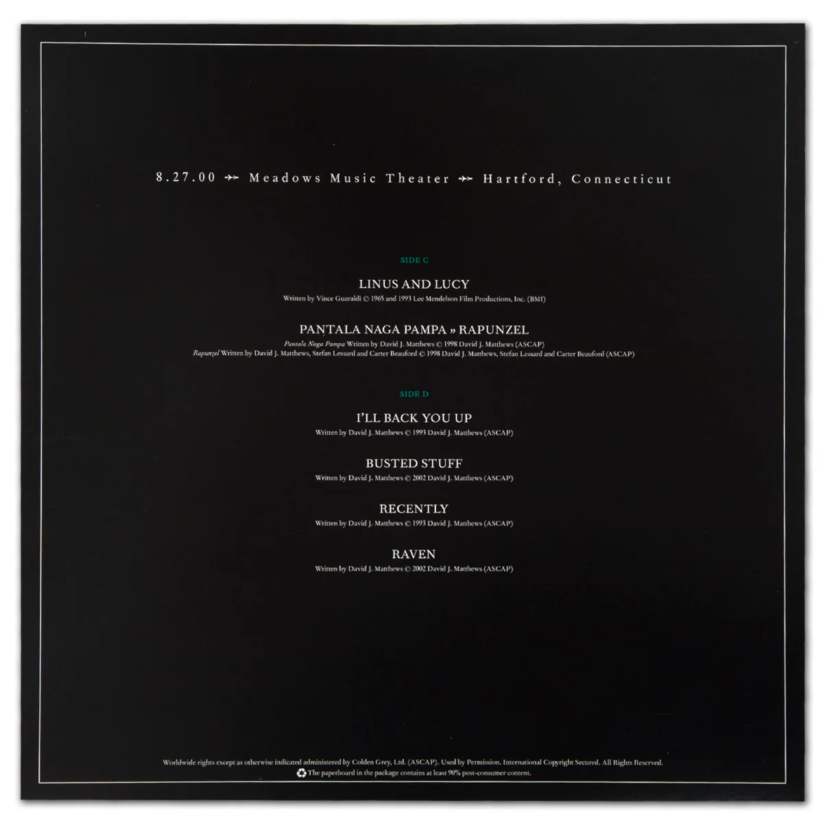 DMB Live Trax Vol. 03: 08/27/2000 - Meadows Music Theatre - 4 LP Set - Image 6