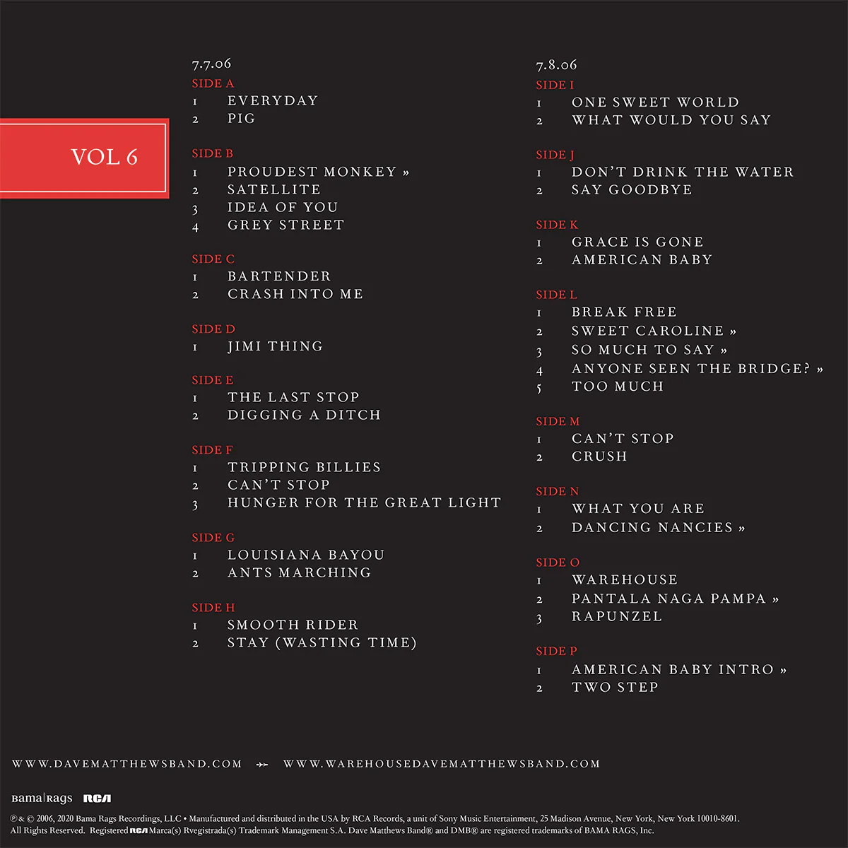 DMB Live Trax Vol. 06: 07/07/2006 - Fenway Park - 8 LP Set - Image 9